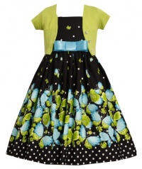 Size-6, Black, BNJ-9375B, Black/Green Butterfly Border Dress-Sweater Set,Bonnie Jean Little Girls Special Occasion Party Dress Size-6, Black, BNJ-9375B, Black/Green Butterfly Border Dress-Sweater Set,Bonnie Jean Little Girls Special Occasion Party Dress