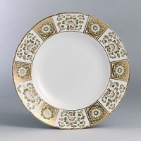 Royal Crown Derby has produced only the finest English bone china for over 250 years. Derby Panel Green is adorned with intricate green and gold floral designs that feel fresh, rich, and timeless.