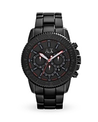 Armani Exchange encourages you to embrace your sporty side with this matte black bracelet watch. Boldly styled and designed for maximum durability, it's a game changer. Armani Exchange encourages you to embrace your sporty side with this matte black bracelet watch. Boldly styled and designed for maximum durability, it's a game changer.