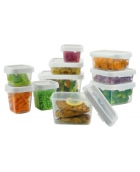 Let OXO organize your edibles with these stackable storage containers. An airtight, watertight and leakproof seal keeps food fresh in the fridge or freezer, while a clear window on the lid lets you easily identify what's inside. Let OXO organize your edibles with these stackable storage containers. An airtight, watertight and leakproof seal keeps food fresh in the fridge or freezer, while a clear window on the lid lets you easily identify what's inside.