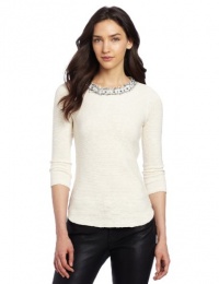 Rebecca Taylor Women's Embellished Tweed Top, Cream, 8 Rebecca Taylor Women's Embellished Tweed Top, Cream, 8