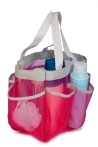 Honey-Can-Do SFT-02341 Quick Dry Shower Tote, 6-Pocket, Pink