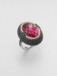 From the Laguna Collection. An oval design with a faceted fuchsia quartz surrounded by rich black spinels set in sterling silver accented by 18k gold. Black spinelFuchsia quartzSterling silver18k goldImported From the Laguna Collection. An oval design with a faceted fuchsia quartz surrounded by rich black spinels set in sterling silver accented by 18k gold. Black spinelFuchsia quartzSterling silver18k goldImported