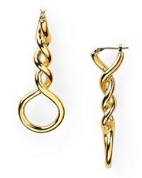 A jewel box staple from T Tahari, these twisted linear earrings bring simply-styled glamor to your look, cast in gold plated metal. A jewel box staple from T Tahari, these twisted linear earrings bring simply-styled glamor to your look, cast in gold plated metal.