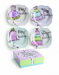 Rosanna Happy Birthday Dessert Plates, Set of 4 Rosanna Happy Birthday Dessert Plates, Set of 4