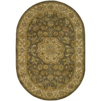Safavieh HG954A Heritage Collection 4-Feet 6-Inch by 6-Feet 6-Inch Handmade Hand-spun Wool Oval Area Rug, Grey-Green and Taupe Safavieh HG954A Heritage Collection 4-Feet 6-Inch by 6-Feet 6-Inch Handmade Hand-spun Wool Oval Area Rug, Grey-Green and Taupe