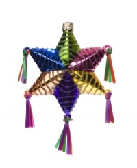 Pinatas are an integral part of Mexican culture and is important in Las Posados, a nine-day celebration ending on Christmas Eve. Casa Q commemorates this tradition with this colorful pinata glass ornament. Pinatas are an integral part of Mexican culture and is important in Las Posados, a nine-day celebration ending on Christmas Eve. Casa Q commemorates this tradition with this colorful pinata glass ornament.