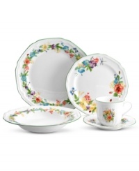 A fresh take on a classic design, the Antique Garden place setting features vintage florals in creamy porcelain with evergreen trim for a charming casual table. Coordinates with Antique White and Antique Orchard dinnerware, also by Mikasa. A fresh take on a classic design, the Antique Garden place setting features vintage florals in creamy porcelain with evergreen trim for a charming casual table. Coordinates with Antique White and Antique Orchard dinnerware, also by Mikasa.