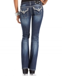 Studs add edge to these Miss Me bootcut jeans, perfect for a rock-chic look! Studs add edge to these Miss Me bootcut jeans, perfect for a rock-chic look!