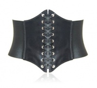 HOTER® Lace-up Corset Style Elastic Cinch Belt -BLACK