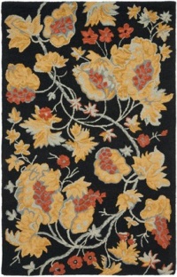 Safavieh Blossom Collection BLM918A Handmade Black and Multi Hand Spun Wool Area Rug, 8-Feet by 10-Feet Safavieh Blossom Collection BLM918A Handmade Black and Multi Hand Spun Wool Area Rug, 8-Feet by 10-Feet