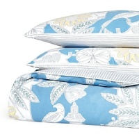 Exotic birds, botanicals and Asian-inspired architectural elements infuse this bedding collection with global flair. Duvet sets feature the exotic print and bold pops of blue and marigold on 230-thread count sateen, with a suiting stripe on the reverse. Exotic birds, botanicals and Asian-inspired architectural elements infuse this bedding collection with global flair. Duvet sets feature the exotic print and bold pops of blue and marigold on 230-thread count sateen, with a suiting stripe on the reverse.