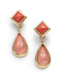 THE LOOKRe-constituted coral pyramid detailGlitter-washed water snakeskin & resin teardrop accentGoldplated brass settingClip-onTHE MEASUREMENTWidth, about .5Length, about 2.5ORIGINMade in USA THE LOOKRe-constituted coral pyramid detailGlitter-washed water snakeskin & resin teardrop accentGoldplated brass settingClip-onTHE MEASUREMENTWidth, about .5Length, about 2.5ORIGINMade in USA