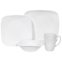 Corelle Square 16-Piece Dinnerware Set, Service for 4, Pure White Corelle Square 16-Piece Dinnerware Set, Service for 4, Pure White