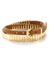 Michael Kors Double-Wrap Belt Bracelet Teak Leather, Golden