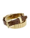 Michael Kors Double-Wrap Belt Bracelet Brown Crocodile-Embossed Leather, Golden