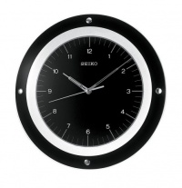 Seiko Wall Quiet Sweep Second Hand Clock Curved Glass Crystal BlackDial #QXA314KL Seiko Wall Quiet Sweep Second Hand Clock Curved Glass Crystal BlackDial #QXA314KL