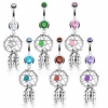 Stainless Steel Dream Catcher Woven Star Design with Bead and Feathers Fancy Belly Ring; Comes With Free Gift Box