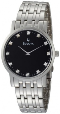 Bulova Men's 96D106 Diamond Black Dial Bracelet Watch