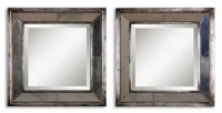 Davion Square Mirror Set in Antiqued Silver Leaf Davion Square Mirror Set in Antiqued Silver Leaf