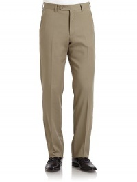 THE LOOKBanded waist with belt loopsFront zip with button tab closureFlat frontSide seam pocketsUnfinished hemBack dartsBack button welt pocketsTHE FITLeg openings, 8Rise, about 11Inseam, about 38THE MATERIALWoolPartially linedCARE & ORIGINDry cleanImportedThis item was originally available for purchase at Saks Fifth Avenue OFF 5TH stores. THE LOOKBanded waist with belt loopsFront zip with button tab closureFlat frontSide seam pocketsUnfinished hemBack dartsBack button welt pocketsTHE FITLeg openings, 8Rise, about 11Inseam, about 38THE MATERIALWoolPartially linedCARE & ORIGINDry cleanImportedThis item was originally available for purchase at Saks Fifth Avenue OFF 5TH stores.