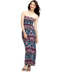 The striking graphic print on this maxi dress from Ultra Flirt breathes life into any closet of summery gear! The striking graphic print on this maxi dress from Ultra Flirt breathes life into any closet of summery gear!