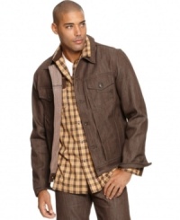 Every guy needs a good denim jacket and this style by Rocawear is a classic pick. Every guy needs a good denim jacket and this style by Rocawear is a classic pick.
