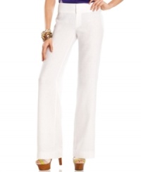 A glamorously wide-leg cut dresses up INC's linen pants. A wide waistband and pocket-less styling keep this summer staple looking sleek! A glamorously wide-leg cut dresses up INC's linen pants. A wide waistband and pocket-less styling keep this summer staple looking sleek!