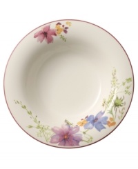 Prolong spring with the lively Mariefleur rim soup bowl. Splashy colors adorn premium white porcelain edged in red and designed for everyday dining. Mix and match with New Cottage dinnerware, also by Villeroy & Boch. Prolong spring with the lively Mariefleur rim soup bowl. Splashy colors adorn premium white porcelain edged in red and designed for everyday dining. Mix and match with New Cottage dinnerware, also by Villeroy & Boch.
