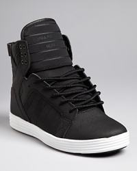 Strut your stuff in these hip sneaks from Supra, a natty complement to slim fit jeans whether you're rocking out at the club or just hitting the pizzeria for a slice. Strut your stuff in these hip sneaks from Supra, a natty complement to slim fit jeans whether you're rocking out at the club or just hitting the pizzeria for a slice.