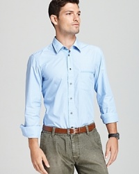 A bright blue hue distinguishes this classic-fit sport shirt from the competition. It's versatile - pair it with jeans or dress pants. A bright blue hue distinguishes this classic-fit sport shirt from the competition. It's versatile - pair it with jeans or dress pants.
