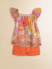 Vibrant sketched florals highlight this dreamy swing topper crafted from cotton and silk for your pretty little girl.Square necklineFlutter sleevesPullover styleSlightly flared from bust to hem44% polyester/28% supima cotton/28% micro modalDry cleanImported Vibrant sketched florals highlight this dreamy swing topper crafted from cotton and silk for your pretty little girl.Square necklineFlutter sleevesPullover styleSlightly flared from bust to hem44% polyester/28% supima cotton/28% micro modalDry cleanImported