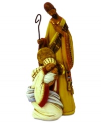 Dressed in traditional robes, Mary and Joseph shower adoration upon their newborn son, Baby Jesus, in this finely crafted collectible figurine. Gold accents make it even more special. Dressed in traditional robes, Mary and Joseph shower adoration upon their newborn son, Baby Jesus, in this finely crafted collectible figurine. Gold accents make it even more special.