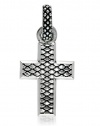 Sterling Silver 925 Large Bold Metal Snake Skin Wide Cross Pendant, 1 Inch