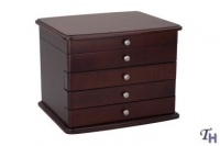 Reed & Barton Sophia Three Draw Jewelry Chest, Mahogany Finish, 13-1/2 by 11-1/2 by 10-1/2 Reed & Barton Sophia Three Draw Jewelry Chest, Mahogany Finish, 13-1/2 by 11-1/2 by 10-1/2