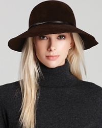 With patent-leather lacing and a floppy brim, this fur felt hat from Eric Javits is a sophisticated style maker. With patent-leather lacing and a floppy brim, this fur felt hat from Eric Javits is a sophisticated style maker.