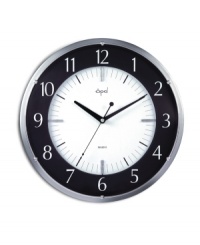 No tick, no tock. This sound-free wall clock offers smart, contemporary design with a white dial and glass dome highlighting every hour in the day. With silvertone case. No tick, no tock. This sound-free wall clock offers smart, contemporary design with a white dial and glass dome highlighting every hour in the day. With silvertone case.