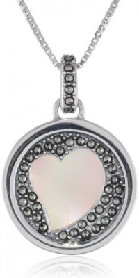 Judith Jack Mini Clouds Sterling Silver Marcasite Mother-Of-Pearl Reversible Heart Pendant Necklace, 18 Judith Jack Mini Clouds Sterling Silver Marcasite Mother-Of-Pearl Reversible Heart Pendant Necklace, 18