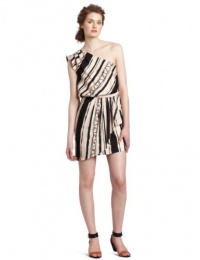BCBGeneration Women's Printed Shoulder Ruffle Dress, Light Peach Combo, 2 BCBGeneration Women's Printed Shoulder Ruffle Dress, Light Peach Combo, 2