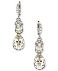 Endless shimmer encapsulates these glamorous Givenchy earrings. The double drop design glistens with Swarovski silver shade stones. Crafted in light hematite tone mixed metal. Approximate drop: 1 inch. Endless shimmer encapsulates these glamorous Givenchy earrings. The double drop design glistens with Swarovski silver shade stones. Crafted in light hematite tone mixed metal. Approximate drop: 1 inch.