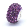 Bella Fascini Royal Purple Pave Sparkle Bling - February Birthstone - Solid .925 Sterling Silver Core European Charm Bead Made with Authentic Swarovski Crystals - Compatible Brand Bracelets : Authentic Pandora, Chamilia, Moress, Troll, Ohm, Zable, Biagi, 