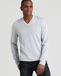 The perfect sweater for a lounge-around afternoon with a tipped v-neckline for an added touch. The perfect sweater for a lounge-around afternoon with a tipped v-neckline for an added touch.