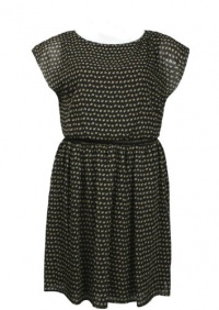Round Neckline Printed Blouson Chiffon Dress Round Neckline Printed Blouson Chiffon Dress