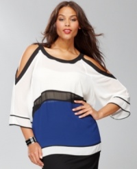 INC's bold plus size top features alluring shoulder cutouts and an inset panel of sheer chiffon. Try it with jeans or a fitted skirt for a dressier nighttime look. INC's bold plus size top features alluring shoulder cutouts and an inset panel of sheer chiffon. Try it with jeans or a fitted skirt for a dressier nighttime look.