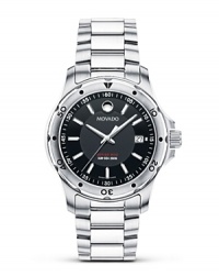 This Movado bracelet watch is crafted of solid Performance Steel™. With rotating bezel, black dial, applied markers and butterfly deployment clasp. This Movado bracelet watch is crafted of solid Performance Steel™. With rotating bezel, black dial, applied markers and butterfly deployment clasp.
