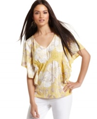 A delicate print, a fluid silhouette: INC's kimono-sleeve top puts a soft spin on summer dressing. A delicate print, a fluid silhouette: INC's kimono-sleeve top puts a soft spin on summer dressing.