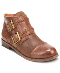 Braided detail on the straps across the vamp of Lucky Brand's Dakar booties give this rugged style an interesting, detailed look. Braided detail on the straps across the vamp of Lucky Brand's Dakar booties give this rugged style an interesting, detailed look.