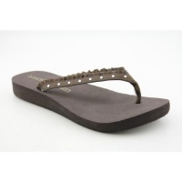 Marc Fisher Women's Fluff Embellished Thong Sandals in Dark brown Marc Fisher Women's Fluff Embellished Thong Sandals in Dark brown