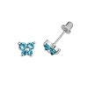 .925 Sterling Silver Rhodium Plated 5.2mm(H)x5.9mm(W) CZ Butterfly December Tanzanite Birthstone Basket Stud Earrings for Baby and Children & Women with Screw-Back (Tanzanite, Deep Blue)