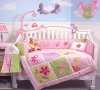 SoHo Butterflies Meadows Baby Crib Nursery Bedding Set 13 pcs included Diaper Bag with Changing Pad & Bottle Case SoHo Butterflies Meadows Baby Crib Nursery Bedding Set 13 pcs included Diaper Bag with Changing Pad & Bottle Case